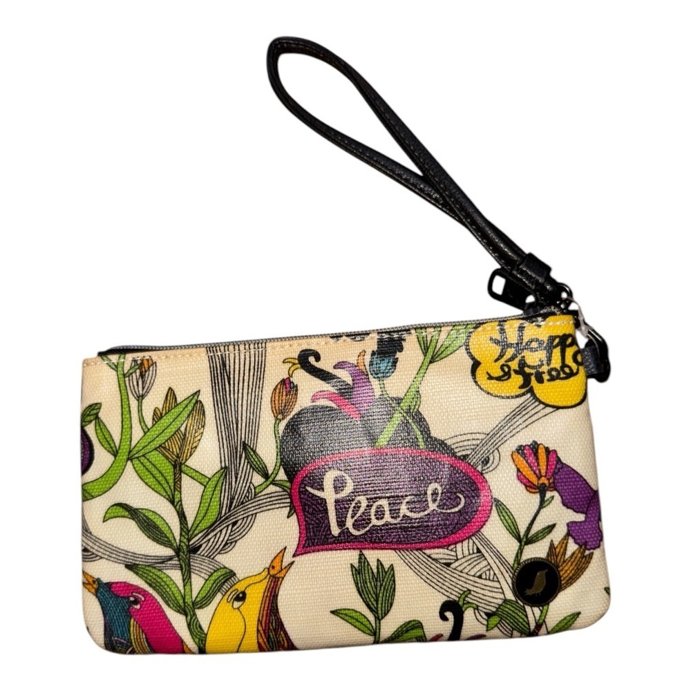 Sakroots Black and Purple Wristlet Clutch with Tropical Print - Picture 2 of 4